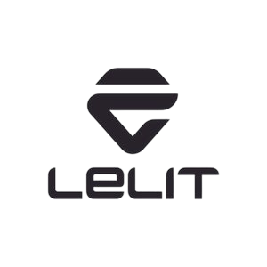 Stylized geometric emblem resembling a triangular G above the brand name LELIT in rounded uppercase letters