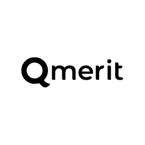 Qmerit wordmark in black lowercase letters featuring a bold circular Q followed by slim merit text.